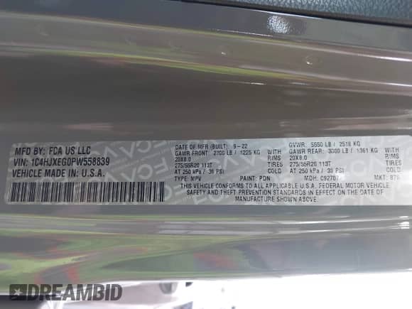 2023 Jeep Wrangler Sahara Altitude with VIN 1C4HJXEG0PW558839, listed as a IAAI auction lot 43001327 with 16,845 mi miles and . Bid and sale history available at DreamBid. Image 9.