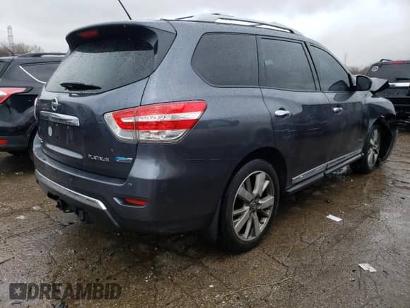 2014 Nissan Pathfinder SL Hybrid z VIN 5N1CR2MN1EC661185, wystawiony jako Copart lot #49223484 z przebiegiem 155 824 mil mil oraz Szkoda całkowita • Salvage title. Historia ofert i sprzedaży dostępna na DreamBid. Obrazek 3.