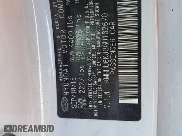 2016 Hyundai Genesis Coupe Ultimate with VIN KMHHU6KJ3GU132670, listed as a Copart auction lot 53192305 with 92,769 mi miles and Clean title. Bid and sale history available at DreamBid. Image 12.