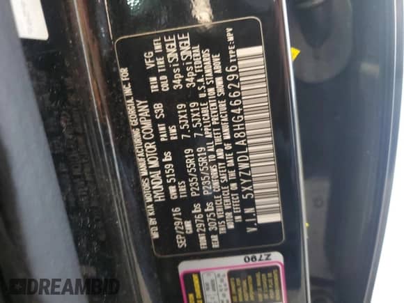 2017 Hyundai Santa Fe Ultimate z VIN 5XYZWDLA8HG466296, wystawiony jako Copart lot #65966405 z przebiegiem 146 930 mil mil oraz Szkoda całkowita • Salvage title. Historia ofert i sprzedaży dostępna na DreamBid. Obrazek 12.