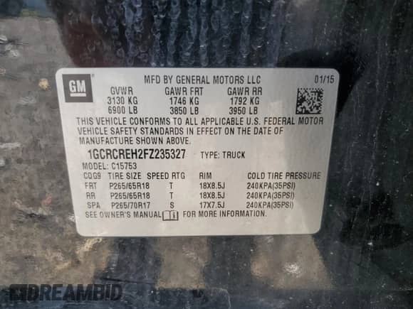 2015 Chevrolet Silverado 1500 LT с VIN 1GCRCREH2FZ235327, выставлен на аукционе Copart как лот 66153915 с пробегом 233 187 миль миль и Чистый • Clean title. История ставок и продаж доступна на DreamBid. Изображение 12.