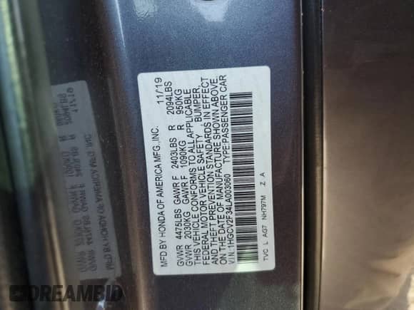 2020 Honda Accord Sport с VIN 1HGCV2F34LA003060, выставлен на аукционе Copart как лот 80163735 с пробегом 82 257 миль миль и Списание • Salvage title. История ставок и продаж доступна на DreamBid. Изображение 13.