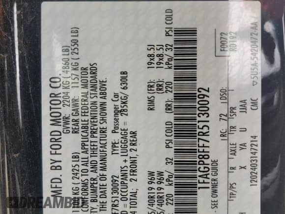 2024 Ford Mustang GT Premium с VIN 1FAGP8FF7R5130092, выставлен на аукционе Copart как лот 85711615 с пробегом 37 442 миль миль и Чистый • Clean title. История ставок и продаж доступна на DreamBid. Изображение 12.