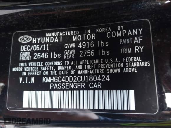 2012 Hyundai Genesis 3.8L с VIN KMHGC4DD2CU180424, выставлен на аукционе IAAI как лот 43077382 с пробегом 104 490 миль миль и . История ставок и продаж доступна на DreamBid. Изображение 9.