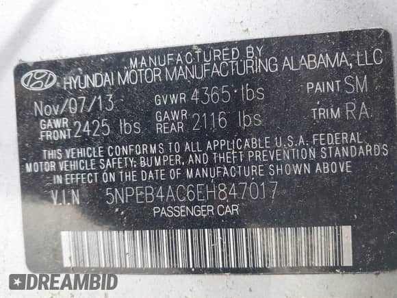 2014 Hyundai Sonata GLS z VIN 5NPEB4AC6EH847017, wystawiony jako IAAI lot #41970290 z przebiegiem 149 653 mil mil oraz . Historia ofert i sprzedaży dostępna na DreamBid. Obrazek 9.