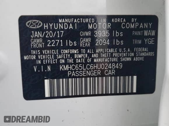 2017 Hyundai Ioniq Blue с VIN KMHC65LC6HU024849, выставлен на аукционе Copart как лот 60416804 с пробегом 159 257 миль миль и Списание • Salvage title. История ставок и продаж доступна на DreamBid. Изображение 12.