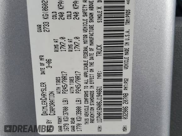 2006 Dodge 1500 ST z VIN 1D7HA16N06J194661, wystawiony jako Copart lot #81638065 z przebiegiem 133 848 mil mil oraz Szkoda całkowita • Salvage title. Historia ofert i sprzedaży dostępna na DreamBid. Obrazek 12.
