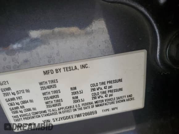 2021 Tesla Model Y Long Range with VIN 5YJYGDEE7MF206059, listed as a Copart auction lot 80559965 with 77,329 mi miles and Salvage title. Bid and sale history available at DreamBid. Image 12.