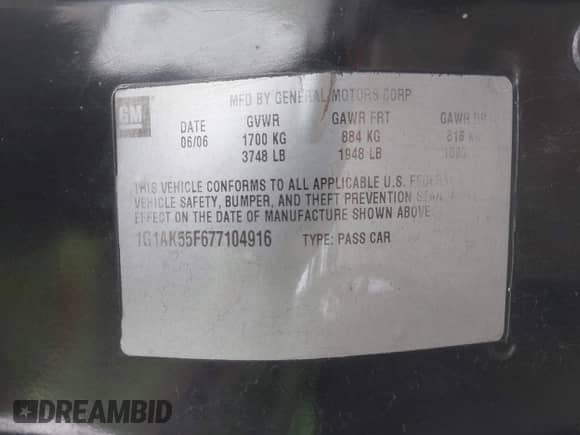 2007 Chevrolet Cobalt LS z VIN 1G1AK55F677104916, wystawiony jako IAAI lot #43517842 z przebiegiem 105 372 mil mil oraz . Historia ofert i sprzedaży dostępna na DreamBid. Obrazek 9.