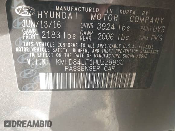 2017 Hyundai Elantra Value Edition z VIN KMHD84LF1HU228963, wystawiony jako IAAI lot #41215022 z przebiegiem 94 116 mil mil oraz . Historia ofert i sprzedaży dostępna na DreamBid. Obrazek 9.