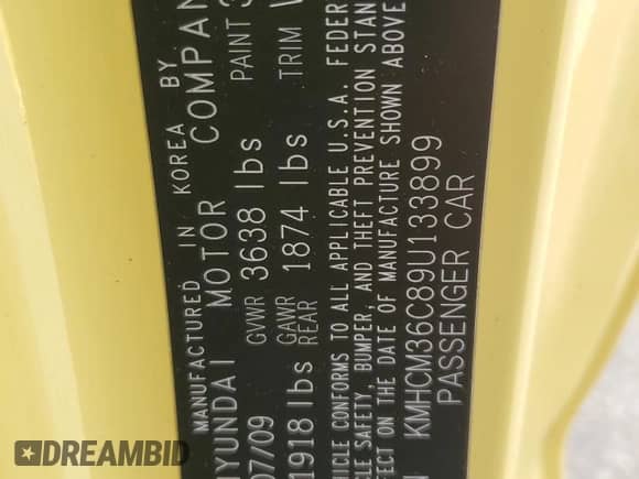 2009 Hyundai Accent Auto GS с VIN KMHCM36C89U133899, выставлен на аукционе Copart как лот 84742515 с пробегом 95 084 миль миль и Списание • Salvage title. История ставок и продаж доступна на DreamBid. Изображение 12.