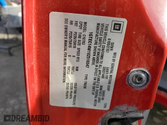 1997 GMC Sierra 1500 с VIN 1GTEC14W1VZ518347, выставлен на аукционе Copart как лот 87649965 с пробегом 112 206 миль миль и Списание • Salvage title. История ставок и продаж доступна на DreamBid. Изображение 13.