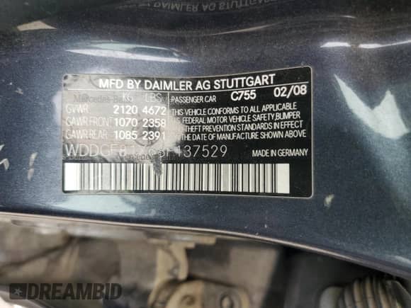 2008 Mercedes-Benz C 300 Sport с VIN WDDGF81X68F137529, выставлен на аукционе Copart как лот 81413415 с пробегом 229 408 миль миль и Чистый • Clean title. История ставок и продаж доступна на DreamBid. Изображение 12.