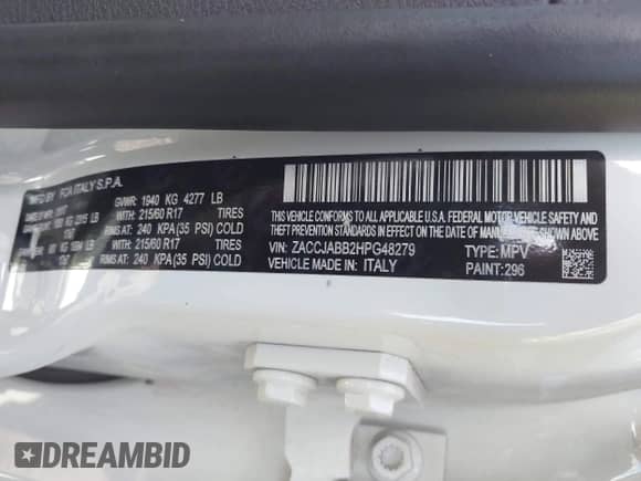 2017 Jeep Renegade Latitude с VIN ZACCJABB2HPG48279, выставлен на аукционе IAAI как лот 43122758 с пробегом 109 885 миль миль и . История ставок и продаж доступна на DreamBid. Изображение 9.