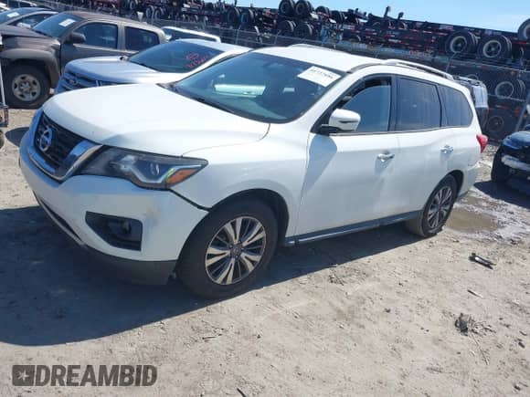 2017 Nissan Pathfinder SV with VIN 5N1DR2MM2HC689187, listed as a IAAI auction lot 41737686 with 103,024 mi miles and . Bid and sale history available at DreamBid. Image 2.