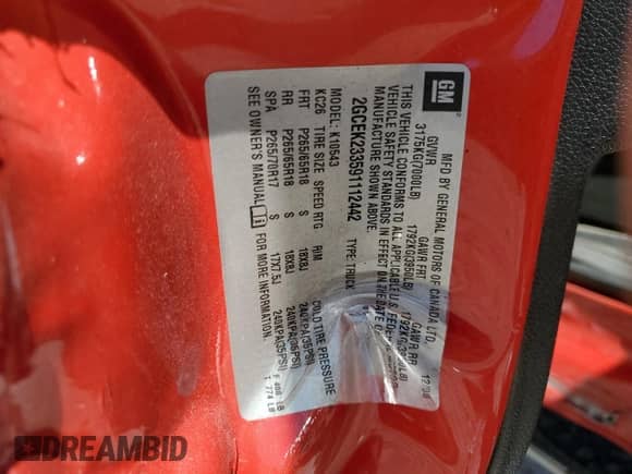 2009 Chevrolet Silverado 1500 LT z VIN 2GCEK233591112442, wystawiony jako Copart lot #82499845 z przebiegiem 170 611 mil mil oraz Szkoda całkowita • Salvage title. Historia ofert i sprzedaży dostępna na DreamBid. Obrazek 12.