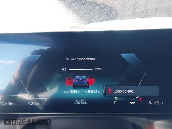 2023 BMW i4 eDrive35 with VIN WBY43AW09PFP53618, listed as a IAAI auction lot 43119545 with 20,281 mi miles and . Bid and sale history available at DreamBid. Image 18.