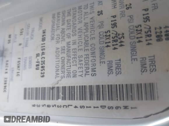 1990 Nissan Frontier XE с VIN 1N6SD11S4LC350539, выставлен на аукционе IAAI как лот 43508080 с пробегом 171 678 миль миль и . История ставок и продаж доступна на DreamBid. Изображение 9.