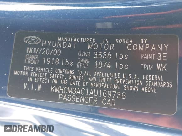 2010 Hyundai Accent GS с VIN KMHCM3AC1AU169736, выставлен на аукционе IAAI как лот 42898293 с пробегом 145 016 миль миль и . История ставок и продаж доступна на DreamBid. Изображение 9.