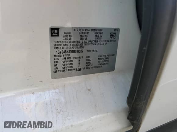 2016 Cadillac Escalade Luxury Collection with VIN 1GYS4BKJ0GR307327, listed as a Copart auction lot 80489335 with 131,104 mi miles and Salvage title. Bid and sale history available at DreamBid. Image 13.