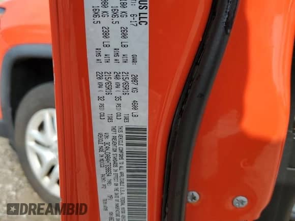 2017 Jeep Compass Sport with VIN 3C4NJDAB4HT698654, listed as a Copart auction lot 65843755 with 152,392 mi miles and Salvage title. Bid and sale history available at DreamBid. Image 13.