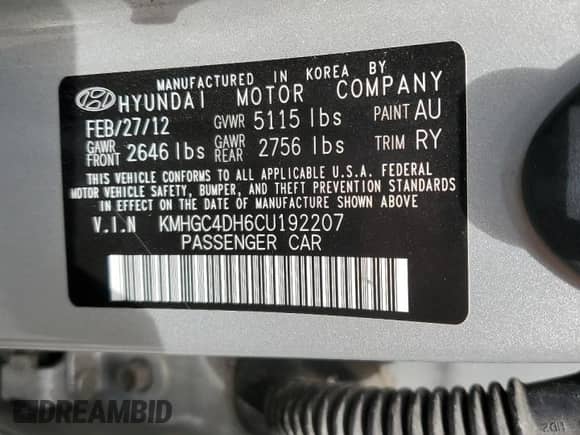 2012 Hyundai Genesis R-Spec с VIN KMHGC4DH6CU192207, выставлен на аукционе Copart как лот 56132575 с пробегом 128 953 миль миль и Чистый • Clean title. История ставок и продаж доступна на DreamBid. Изображение 13.