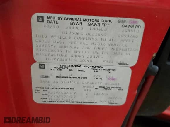 1990 Chevrolet Corvette с VIN 1G1YY3387L5112048, выставлен на аукционе Copart как лот 68652404 с пробегом Не указан миль и Чистый • Clean title. История ставок и продаж доступна на DreamBid. Изображение 13.