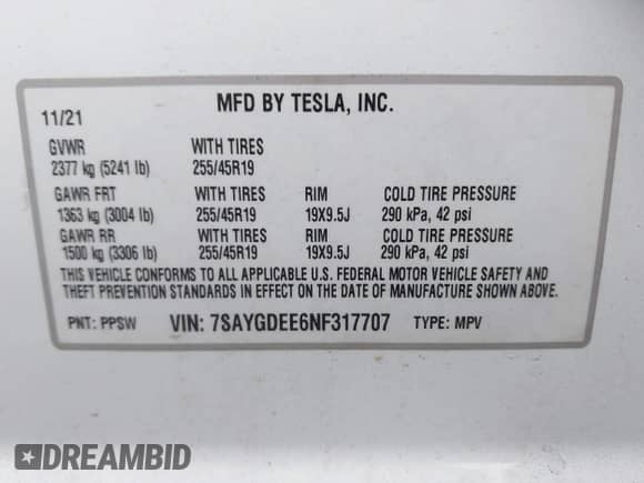 2022 Tesla Model Y Long Range z VIN 7SAYGDEE6NF317707, wystawiony jako IAAI lot #43186532 z przebiegiem 45 306 mil mil oraz . Historia ofert i sprzedaży dostępna na DreamBid. Obrazek 9.