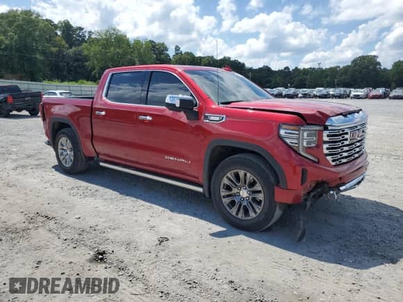 2022 GMC Sierra 1500 Denali with VIN 1GTUUGET5NZ562240, listed as a Copart auction lot 69827465 with 59,577 mi miles and Salvage title. Bid and sale history available at DreamBid. Image 4.