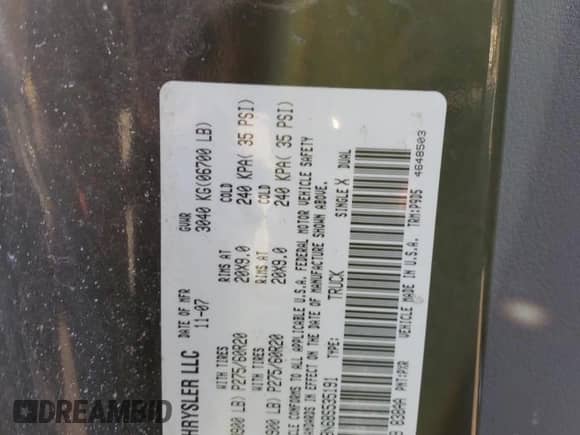 2008 Dodge 1500 ST with VIN 1D7HU18N68S535191, listed as a Copart auction lot 79009424 with 202,553 mi miles and Salvage title. Bid and sale history available at DreamBid. Image 12.