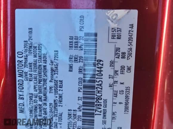 2010 Ford Mustang GT with VIN 1ZVBP8CH2A5104429, listed as a Copart auction lot 90648825 with 46,864 mi miles and Clean title. Bid and sale history available at DreamBid. Image 12.