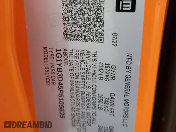 2023 Chevrolet Corvette 2LT z VIN 1G1YB3D45P5105635, wystawiony jako Copart lot #59577785 z przebiegiem 16 595 mil mil oraz Szkoda całkowita • Salvage title. Historia ofert i sprzedaży dostępna na DreamBid. Obrazek 12.