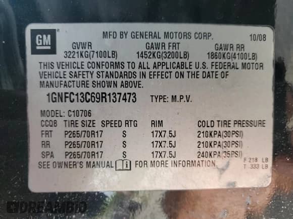 2009 Chevrolet Tahoe LS z VIN 1GNFC13C69R137473, wystawiony jako Copart lot #64177375 z przebiegiem 285 004 mil mil oraz Szkoda całkowita • Salvage title. Historia ofert i sprzedaży dostępna na DreamBid. Obrazek 13.