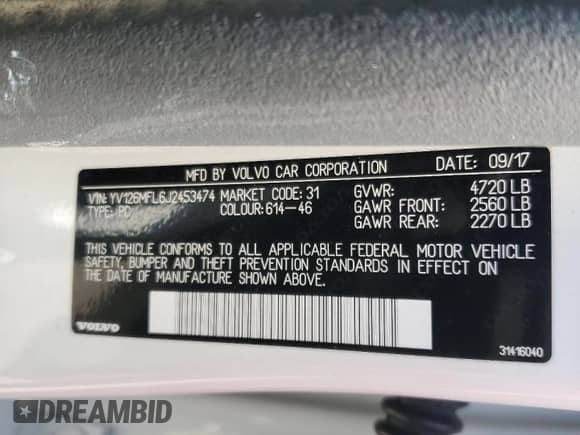 2018 Volvo S60 Dynamic с VIN YV126MFL6J2453474, выставлен на аукционе Copart как лот 67838345 с пробегом 37 532 миль миль и Списание • Salvage title. История ставок и продаж доступна на DreamBid. Изображение 12.
