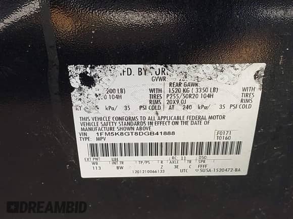 2013 Ford Explorer Sport с VIN 1FM5K8GT8DGB41888, выставлен на аукционе IAAI как лот 43245218 с пробегом 237 991 миль миль и . История ставок и продаж доступна на DreamBid. Изображение 9.