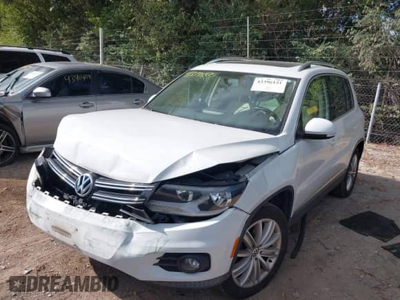 2015 Volkswagen Tiguan S with VIN WVGAV7AX8FW567004, listed as a IAAI auction lot 43396121 with 109,393 mi miles and . Bid and sale history available at DreamBid. Image 2.