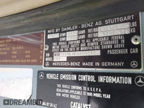 1985 Mercedes-Benz 380 with VIN WDBBA45C7FA020232, listed as a IAAI auction lot 42206469 with 139,733 mi miles and . Bid and sale history available at DreamBid. Image 9.