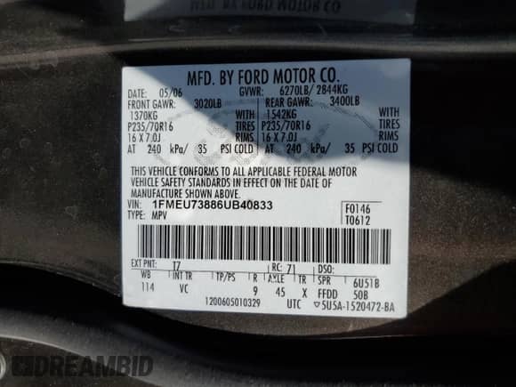 2006 Ford Explorer XLT z VIN 1FMEU73886UB40833, wystawiony jako Copart lot #67680445 z przebiegiem 246 015 mil mil oraz Szkoda całkowita • Salvage title. Historia ofert i sprzedaży dostępna na DreamBid. Obrazek 13.