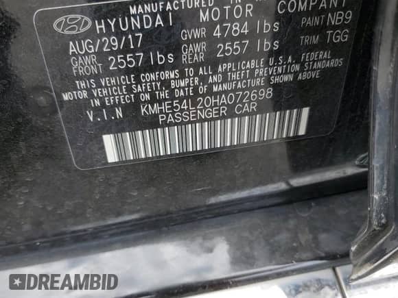 2017 Hyundai Sonata Limited с VIN KMHE54L20HA072698, выставлен на аукционе Copart как лот 82130595 с пробегом 97 881 миль миль и Списание • Salvage title. История ставок и продаж доступна на DreamBid. Изображение 13.