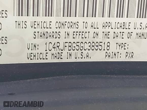 2016 Jeep Grand Cherokee Limited с VIN 1C4RJFBG5GC389518, выставлен на аукционе IAAI как лот 42937571 с пробегом 195 488 миль миль и . История ставок и продаж доступна на DreamBid. Изображение 9.