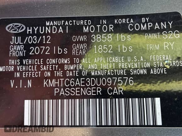 2013 Hyundai Veloster Turbo с VIN KMHTC6AE3DU097576, выставлен на аукционе Copart как лот 82102005 с пробегом 140 467 миль миль и Чистый • Clean title. История ставок и продаж доступна на DreamBid. Изображение 10.