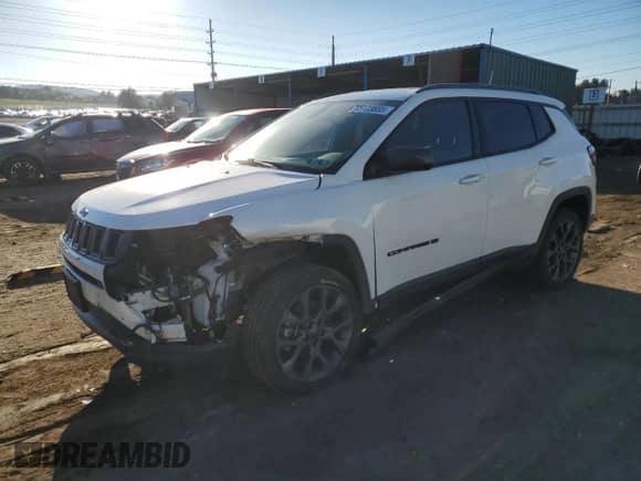 2021 Jeep Compass 80th Anniversary with VIN 3C4NJDEB5MT570623, listed as a Copart auction lot 85133655 with 56,952 mi miles and Salvage title. Bid and sale history available at DreamBid. Image 1.