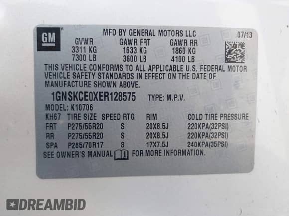 2014 Chevrolet Tahoe LTZ z VIN 1GNSKCE0XER128575, wystawiony jako IAAI lot #42009959 z przebiegiem 129 628 mil mil oraz . Historia ofert i sprzedaży dostępna na DreamBid. Obrazek 9.