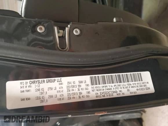 2012 Dodge Journey R/T with VIN 3C4PDDEGXCT230460, listed as a Copart auction lot 61484155 with 71,029 mi miles and Salvage title. Bid and sale history available at DreamBid. Image 14.