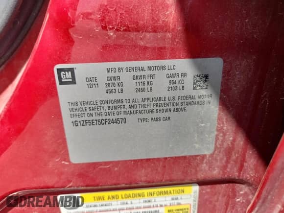 2012 Chevrolet Malibu 3LT z VIN 1G1ZF5E75CF244570, wystawiony jako Copart lot #69566245 z przebiegiem 81 352 mil mil oraz Szkoda całkowita • Salvage title. Historia ofert i sprzedaży dostępna na DreamBid. Obrazek 12.