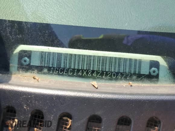 2004 Chevrolet Silverado 1500 Work Truck with VIN 1GCEC14X84Z120477, listed as a Copart auction lot 57429665 with 262,170 mi miles and Clean title. Bid and sale history available at DreamBid. Image 12.