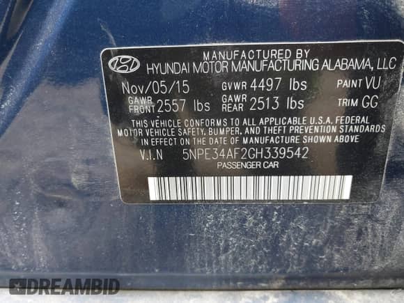 2016 Hyundai Sonata Limited с VIN 5NPE34AF2GH339542, выставлен на аукционе IAAI как лот 42671156 с пробегом 155 644 миль миль и . История ставок и продаж доступна на DreamBid. Изображение 9.