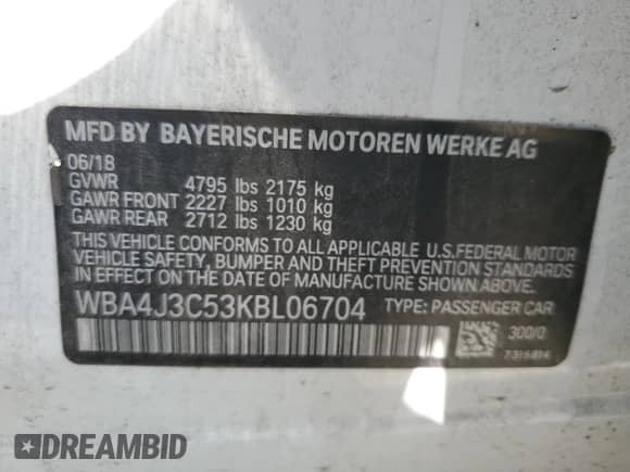 2019 BMW 4 Series 430i xDrive с VIN WBA4J3C53KBL06704, выставлен на аукционе Copart как лот 80949375 с пробегом 42 860 миль миль и Списание • Salvage title. История ставок и продаж доступна на DreamBid. Изображение 12.