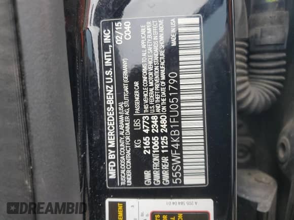 2015 Mercedes-Benz C 300 Luxury z VIN 55SWF4KB1FU051790, wystawiony jako Copart lot #68688765 z przebiegiem Nie podano mil oraz Szkoda całkowita • Salvage title. Historia ofert i sprzedaży dostępna na DreamBid. Obrazek 13.
