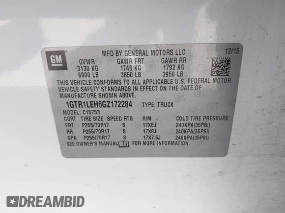 2016 GMC Sierra 1500 с VIN 1GTR1LEH6GZ172284, выставлен на аукционе IAAI как лот 42242397 с пробегом 169 785 миль миль и . История ставок и продаж доступна на DreamBid. Изображение 9.